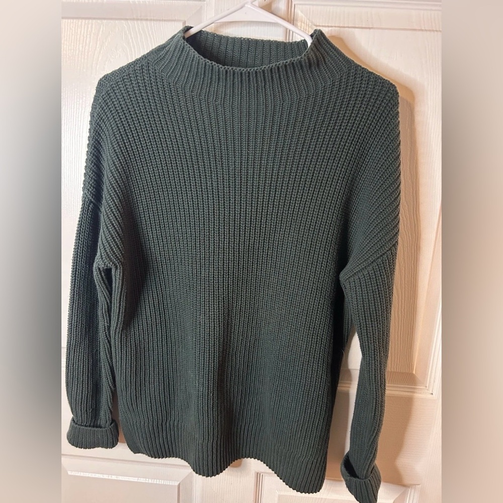 Max Studio Forrest Green Ribbed Knit Sweater
